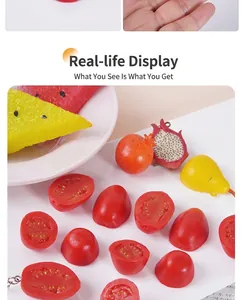 Realistic artificial cherry tomato and assorted fruit slices with keychain loops