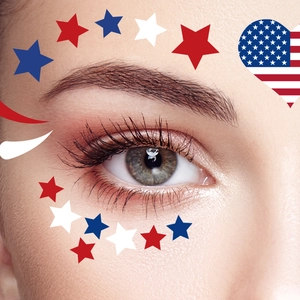 USA 250th Anniversary face tattoo stickers with flag stars and stripes for party makeup