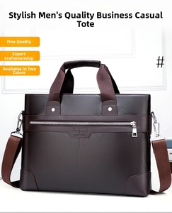 Close-up of pebble grain leather texture and metallic zipper on dark brown briefcase