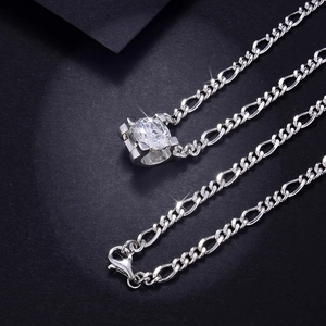Cuban chain necklace in 925 sterling silver with a 2ct round cut moissanite pendant