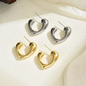 Minimalistische Edelstahl Herz Ohrstecker 18K Vergoldet Glatte Herzförmige Creolen Für Damen Schmuck Geschenk
