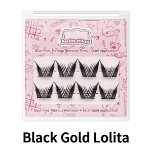 Detail of self-adhesive segmented false eyelashes in portable pink cartoon packaging box