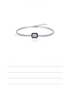 Detail of S925 sterling silver tennis bracelet with black enamel and 4.20g weight info