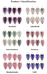 Classification of heart-shaped natural gemstones with gold plated bezel for DIY jewelry