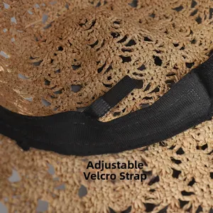 Détail de la bande anti-sueur et du velcro réglable pour la taille du chapeau de paille