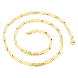 Collier chaîne à maillons losange 3mm en acier inoxydable doré avec fermoir mousqueton