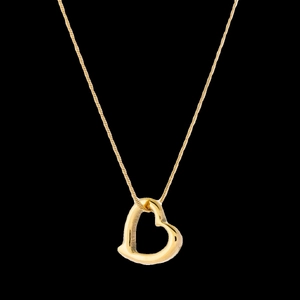 Elegante collana con pendente a cuore cavo placcata oro 18k con catena a serpente da donna