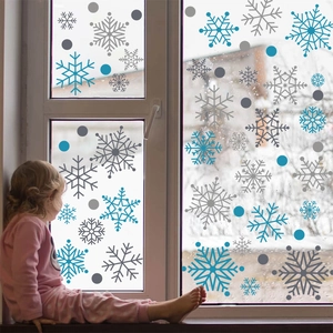 Blue and silver snowflake Christmas window decals for festive glass home decoration