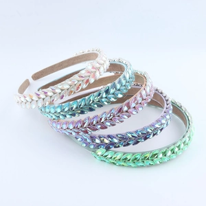 Luxury Rhinestone Leaf Headband For Women Colorful Marquise Crystal Hair Hoop INS Style Sparkling Fashion Hair Accessory