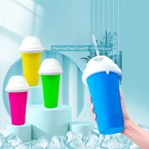 Slushy Maker Cup Silicone Squeeze Quick Cooling DIY Smoothie Cup For Kids And Adults With Straw Spoon