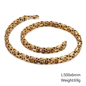 Détail du collier byzantin doré de 6mm montrant la longueur 500mm et le poids 69g