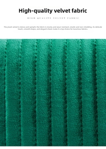 Macro detail of high quality green velvet fabric with vertical quilted texture