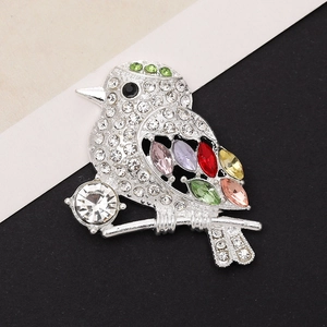 Elegant bird-shaped alloy charm with colorful rhinestones for DIY shoe and phone accessories
