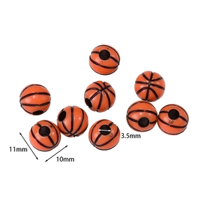Detail showing 11x10mm orange basketball beads with a 3.5mm hole for DIY jewelry making