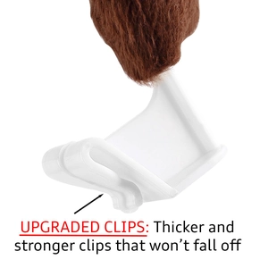 Detail of upgraded thick white plastic clip with secure anti-slip lock for car decor