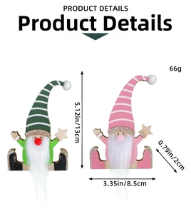 Detailed size specifications for a wooden Christmas gnome ornament with dimensions
