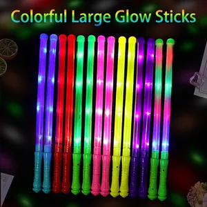Colorful large LED glow sticks in various rainbow colors for parties and concerts