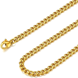 Classic 18k gold plated stainless steel Cuban link chain necklace with lobster clasp