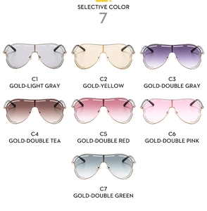 Détails de lunettes de soleil en métal avec sept verres dégradés et montures ajourées