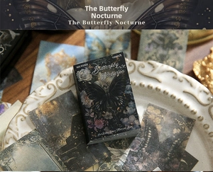 Detailed view of Butterfly Nocturne vintage paper set with 100 pieces for scrapbooking