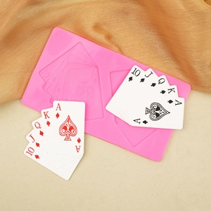 Pink silicone mold featuring playing cards poker royal flush for DIY baking and chocolate