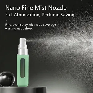 5ml portable perfume atomizer with fine nano mist spray and mint green matte finish
