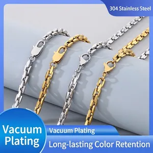 Chain Necklace And Bracelet 304 Stainless Steel Vacuum Plated Geometric Link Jewelry For Men Women