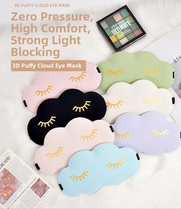 3D puffy cloud sleep eye mask, soft comfortable shading travel eye cover with cute eyelashes.