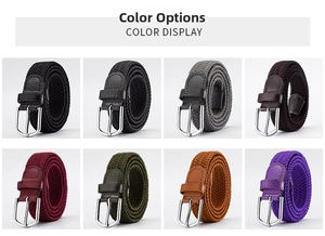 Detailed grid display showing eight colors of unisex braided elastic canvas belts
