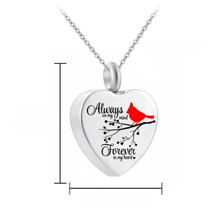 Heart cremation necklace Always on my mind Forever in my heart memorial pendant