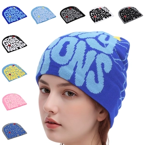 Beanie Hat Knit Acrylic Jacquard Letter Star Spiderweb Winter Warm Streetwear Y2K Grunge For Men Women