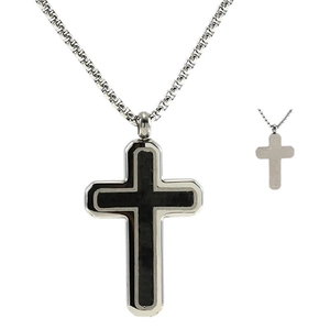 Minimalistische Halskette mit Kreuzanhänger aus Edelstahl in Silber und Schwarz für Damen