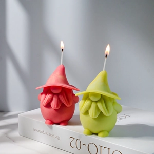 DIY gnome silicone candle mold for handmade plaster ornaments with textured beard details