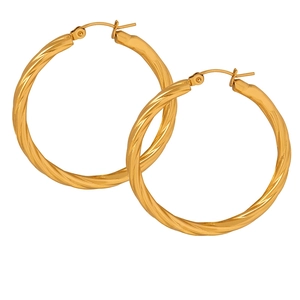 Twisted Hoop Earrings Stainless Steel Large Thick Rope Circle Simple Modern Jewelry For Women Tarnish Resistant
