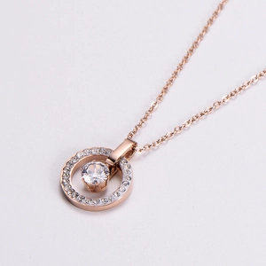 Rose gold ferris wheel necklace for women with sparkling cubic zirconia pendant