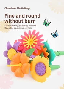 Detail showing smooth rounded edges and skin-friendly polished plastic flower blocks