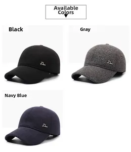 Detailed comparison of winter baseball caps in black, grey, and navy blue wool fabrics