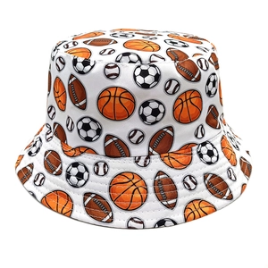 Reversible Bucket Hat Polyester Sun Protection Outdoor Casual Sports Ball Print Soccer Basketball Unisex Vintage Hat