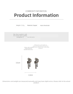 Détail des boucles d'oreilles à chaînes multicouches avec dimensions 3,5x2,2cm et poids 12,7g