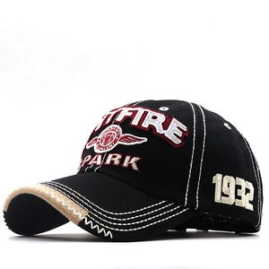 Black cotton baseball cap with Spark letter embroidery and vintage washed finish