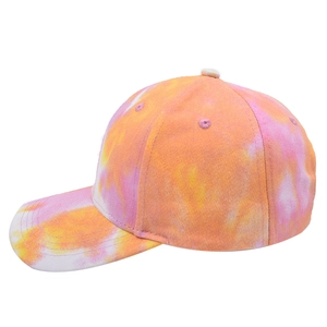 Casquette de baseball unisexe en coton avec motif tie-dye orange et jaune vif