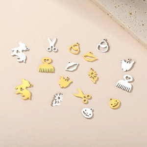 Stainless Steel Charms Pendants DIY Jewelry Making Accessory For Necklace Bracelet Pumpkin Ghost Dog Scissors Lips