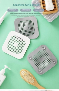 Detailed view of silicone sink strainers with suction cups for bathroom and kitchen use