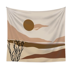 Bohemian desert landscape tapestry with earthy tones for modern home wall decoration