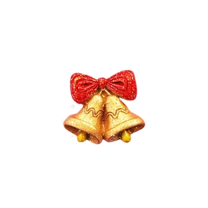 Campanelle di Natale glitterate in resina con fiocco rosso per decorazioni fai-da-te