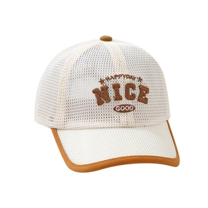 Kids breathable mesh baseball cap with vintage NICE embroidery and sun protection