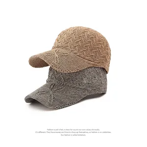 Women's breathable mesh baseball caps in khaki and dark grey colors for summer sun protection