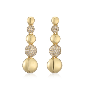 18K gold plated teardrop drop earrings with sparkling crystals on white background