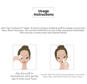 Detailed guide showing correct dabbing technique for makeup sponge application on face