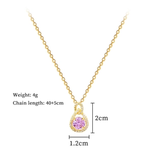 Detailed view of pink gemstone teardrop necklace dimensions 2cm x 1.2cm and 4g weight